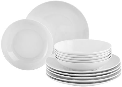 Home4You Tafelservice Geschirrset Tafel-Service | 12-TLG. (6 Personen) | Weiß | Porzellan