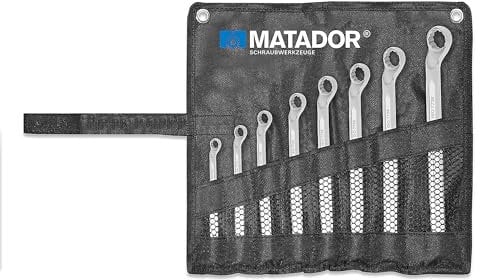 MATADOR Ringschlüssel Set | 12-teiliges Schraubenschlüssel Set | Ringschlüssel gekröpft in Werkzeug Rolltasche | MATADOR Schraubenschlüssel Set Art.-Nr.: 02009080