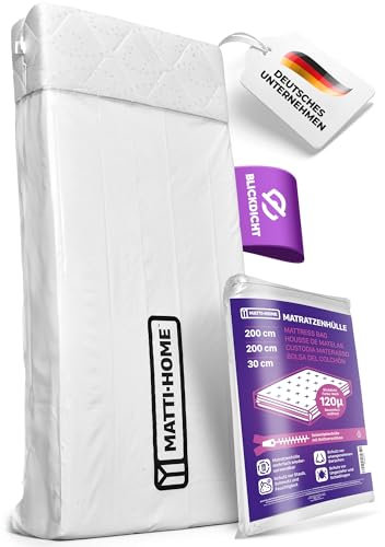 Matti-Home Housse de Protection en Plastique pour Matelas avec Fermeture éclair 7 Tailles, Sac de Rangement Imperméable et Résistant aux Déchirures pour Déménagement, Stockage, Transport 200x200x90cm