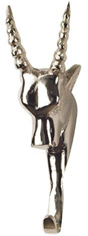 Artra Design GmbH Wandgarderobe Kleiderhaken in Silber Antilope Perro Hirschgeweih Hirschkopf Hirsch Geweih Haken Wandhaken Aluminium Geweihhaken Wanddeko Dekoration Wandfigur Wandgeweih