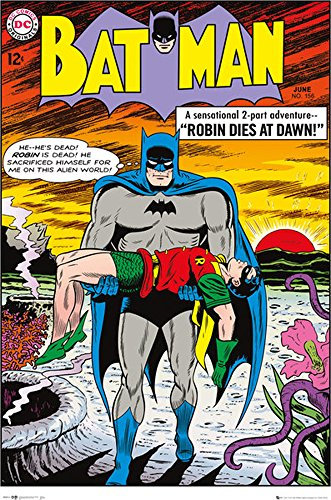empireposter Dc Comics - Batman - Robin Dies - Retro Druck Plakat Film Poster - Größe 61x91,5 cm + 1 Packung Powerstrips® - Inhalt 20 Stück
