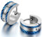 JewelryWe Schmuck Herren-Ohrringe, Edelstahl Creolen Gestüt Ohrstecker, Blau Silber
