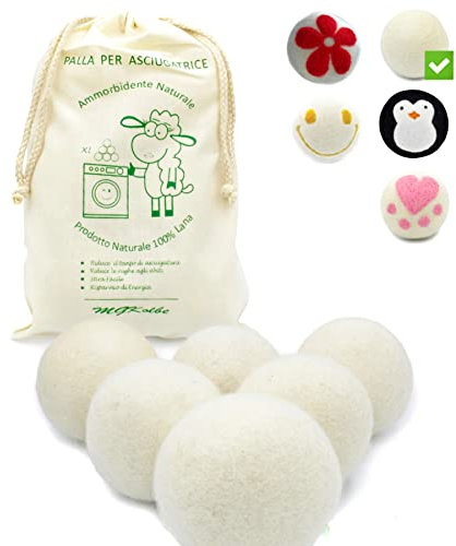 MGKolbe® Palline per Asciugatrice 100% Lana di 2a Generazione - Asciuga Velocemente Indumenti Riducendo il Tempo di Asciugatura con Grande Risparmio di Energia Ipoallergenico Antipiega - Made in Italy