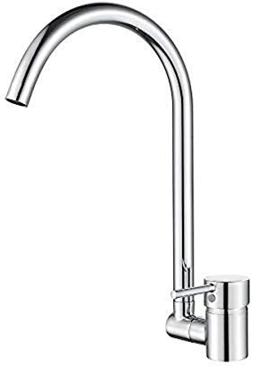 Ibergrif, Vorfenster Küchenarmatur, Klappbarer Wasserhahn für Küche mit hoher Auslauf 231 mm, Chrom