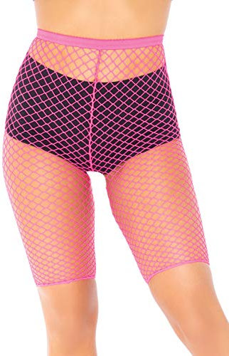 Leg Avenue 8882-02922 Short de Motard Industriel en Filet, O Fluo Costumes Taille Adulte, Rose Fluorescent, Unique Femme