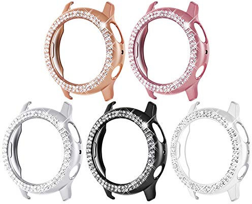Surace Galaxy Watch Active 2 Hülle 40 mm, Bling Rahmen Schutzhülle kompatibel für Samsung Galaxy Watch Active 2 (5 Packungen, Roségold/Rosagold/Schwarz/Silber/Transparent)-40 mm