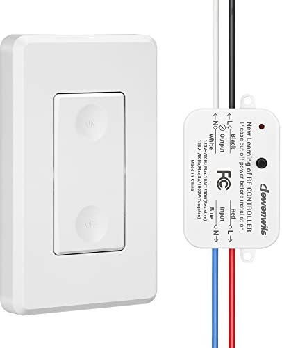 DEWENWILS Kit d'interrupteur et récepteur sans fil - Pas de câblage mural nécessaire - Interrupteur mural à distance - Éclairage pour plafonniers, ventilateurs, lampes - 30 m