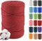 Klhamky 3mm×500m Macrame Cotton Cord, Soft 4 Strand Twisted 100% Natural Cotton for Handmade Wall Hanging, DIY, Craft Making, Knitting, Plant Hangers, Decorative Projects (3mm×500m, Wine Red)