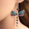 CXWK Vintage Weibliche Drop Ohrringe Libelle Kristall Regenbogen Blau Grün Stein Niedliche Silberne Farbe Tropfen Ohrringe Für Frauen Alltag Party