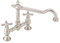 ENKI, Langley, KT115, Brushed Nickel, Traditional Bridge Kitchen Sink Mixer Tap for Basin, Brass Construction, with Twin Levers & Swivel Spout Perfect for Double Bowl Sinks, Drip Free Ceramic Valve