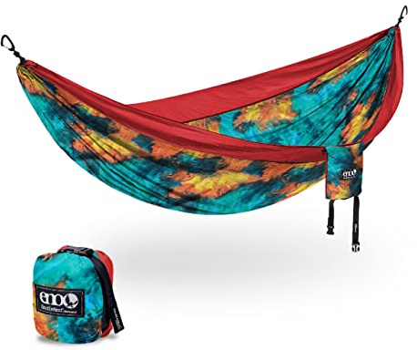 ENO, Eagles Nest Outfitters DoubleNest Print Lightweight Camping Hammock, 1 to 2 Person, Tie Dye/Red
