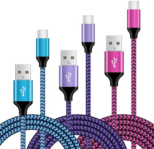 USB C Kabel Handy Schnellladekabel, [3 Stück 1M+2M+3M] USB C Ladekabel Typ C Datenkabel für Samsung Galaxy Z Flip 6/Z Flip 5/Z Flip 4/A16 5G/A15/A14/A56/A55/A54/S25/S24/S23/S22/S21/S20, Huawei, Xiaomi