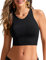 CRZ YOGA Women's Racerback Bikini Tops Quick Dry Modest Swimsuit Top Sports Padded Bathing Suit Black 8