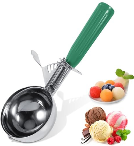 Agatige Ice Cream Scoop with Trigger Release, 6.5cm Stainless Steel Cookie Scoop Melon Baller for Ice Cream Toppings Meatballs Mashed Potatoes Muffins