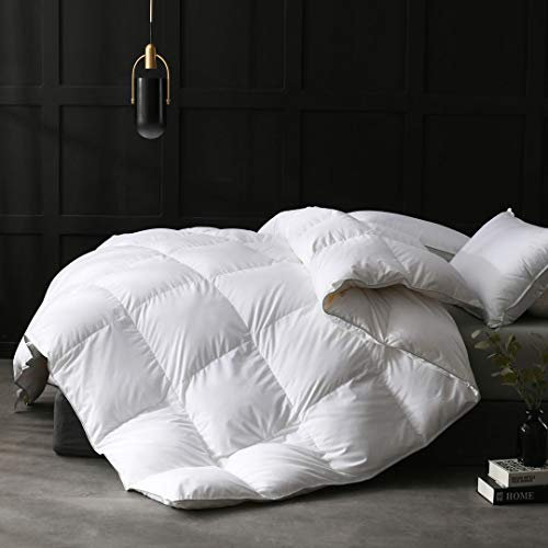 APSMILE Winter Bettdecke 200x200cm, Daunendecke 200x200cm, Hotel Collection Duvet mit Gänsedaunen und Gänsefedern, Geeignet für Doppelbett mit Wärme Natur Daunen Bettdecke, 8 Eckregister (Weiß,1520g)