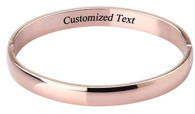 MILAKOO Gravur Damen Armreif Edelstahl Armband Maschette Armband für Damen 6mm Glatt Poliert Oval Armbänder Roségold