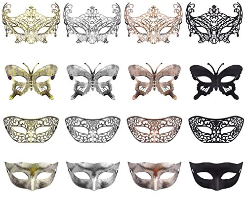 FEQO 16 Stück Venezianische Maskerade Maske für Damen Herren Vintage Antike Masken Augenmaske Retro Maskerade Masken für Karnevals Halloween Party
