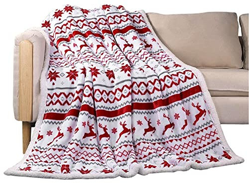 Weihnachten Wurf Decke Flanell Elch Decke Plüsch Warme Sofa Decke Fluffy Bedruckte Decke Fluffy Schneeflocke Elch Decke