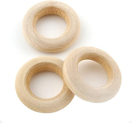 Perlin Holzringe zum Basteln | 120 Stück | Ø 20mm | Stärke: 5 mm | naturfarben Hölzern Kunst Unvollendete Ring Holzring für zu Hause DIY Kunst Herstellung Dekoration