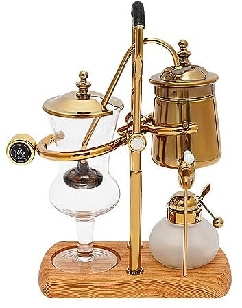 DENEST Luxury Siphon Balance Kaffeemaschine, Siphon Kaffeemaschine Set, Belgische Siphon Kaffeemaschine, Vakuum-Kaffeebereiter, Kaffee- und Teebrüher, Naturholzsockel und Deckelknauf