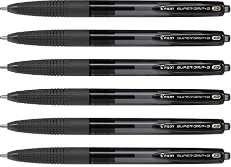 Pilot Supergrip G Kugelschreiber, einziehbar, extra große Spitze, Schwarz, 6 Stück