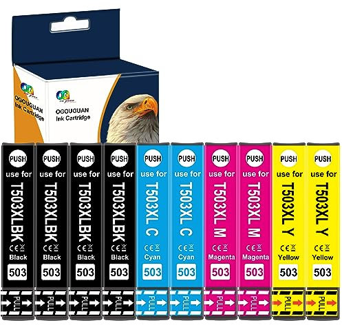 OGOUGUAN 10 Druckerpatronen kompatibel für Epson 503 XL 503 für Expression Home XP-5200 XP-5205 Workforce WF-2960DWF WF-2965DWF WF-2960 WF-2965