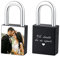 MunkiMix Cadenas D'amour Gravure Photo/Text/Date/Symboles Personnaliser Cadeau pour Couples Hommes Femmes Petit Ami Amant Anniversaire Valentin Anniversaire (Noir/Couleur)