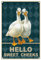 CREATCABIN Patos Cart Chapa Metal Hello Sweet Cheeks Divertido Decoración Pared Arte Colgante Pintura Placas con Citas para Farmhouse Hogar SaEstar Baño Dormitorio Bar Pub Café Hot Restaurante