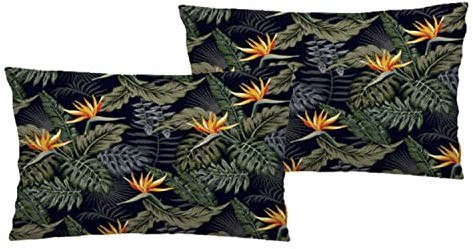 Ferocity Kissen für Gartenbank Set x2, Kleines seitliches Sitzkissen, 30x40x12 cm, Wasserfestes Outdoor Polster für Gartenmöbel, Paletten und auf dieTerrasse, Orange Blumen [133]