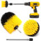 3 Piece Drill Brushes Set with Extend Rod, Drill Brush Attachment Set Cleaning Kit for Floors Tiles Tub Corners, Yellow