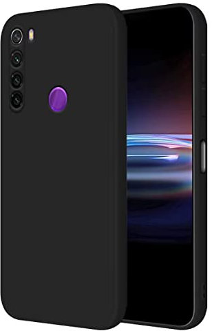 HONLEN Hülle für Redmi Note 8 / Note 8 2021 Schutzhülle Case, (6.3 Inches) Liquid TPU Silicone Handyhülle mit Fallschutz Silikon Cover Schwarz