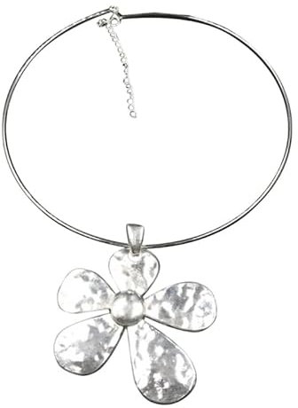 PLMN Silver Big Flowers Charm Pendant Necklace With Black Cord Long Necklace Handmade Jewelry Flower Choker for Women Girl floral pendant necklace for girls women