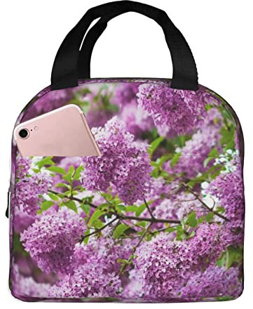 Lonchera con aislamiento, color lila, bolsa de almuerzo duradera, bolsa de refrigeración reutilizable