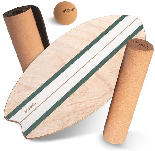 STAASH® Balance Board aus Holz – Starter oder Full Kit – Für Gleichgewicht, Fitness & Surf-Feeling – Spaß & Training Zuhause oder im Studio