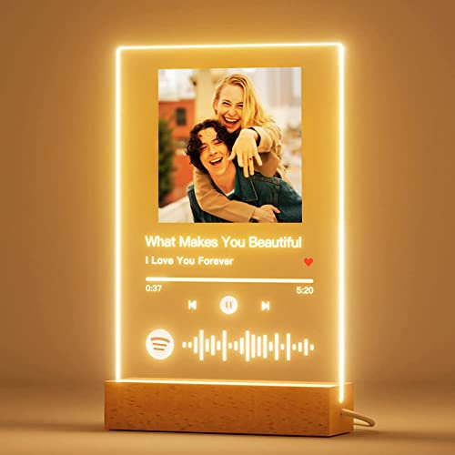 Spotify-Glas, Personalisiertes Song-Cover, Glasbild mit Fotoscannbarem Spotify Code-Personalisierte Acryl-Fotogeschenke, Musikgeschenke für Freundin und Freund zum Jahrestag, Geburtstag(15 x 20 cm)