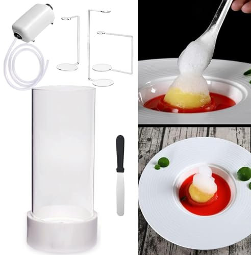 emobwdy Generador De Espuma PortáTil con Soportes,Kit De Espuma De GastronomíA Molecular,Herramienta De Cocina Creativa para Chef para Hacer Espumas Culinarias,White