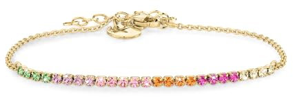 Tamaris Tennis-Armband für Damen aus Edelstahl mit Zirkoniasteinen, Frauen Armschmuck größenverstellbar und wasserfest