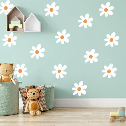 HELLATHUND Wiederverwendbare Wandschablone, Schablonen zum Malen von großen Gänseblümchen an Wänden, florales Boho-Wandschablonen für Kinderzimmer, Spielzimmer, Kinderzimmer, Wohnzimmer,