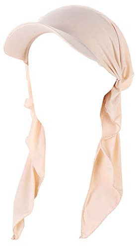 Damen Bandana mit Schirm Haarband Sommer Sonnenhut Kopftuch Visor Strand Cap Bandana Sonnenschutz Mütze Beige Einheitsgröße