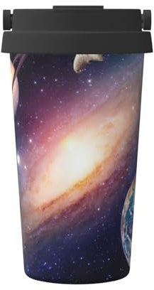 EdWal Taza de café con diseño de galaxia del universo (500 ml), taza de café aislada con tapa, taza de viaje, ideal para cualquier bebida