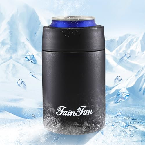 Enfriador para Latas de Cerveza, FainFun 330ml Enfriador de Cerveza, Enfriador de Botellas de Cerveza, Funda Enfriadora de Botellas, para Nadar, Correr, Ciclismo, Pesca, Senderismo,Camping (Negro)