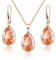 Linawe Citrine Crystal Jewellery Sets for Women Rose Gold, Imitation Diamond Pendant Necklace Set, Yellow Rhinestone Drop Dangle Earrings Set, Birthstone Cubic Zirconia Matching Wedding Jewellery