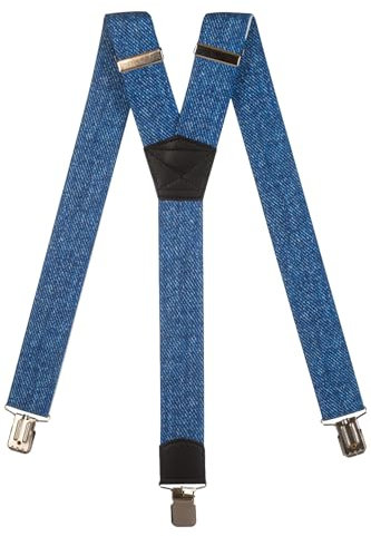 Olata Hosenträger extra starken mit 3 Clips Y-Form, Gedruckt Design - 4cm. Denim A