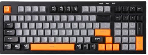 YUNZII D98 Gaming Tastatur, RGB Backlit Quite Tastatur für Büro,volle Numpad, Spill Widerstand, Anti-Ghosting USB verdrahtete Membran Tastatur 98 Tasten für PC Gaming Office (Schwarz&Orange)