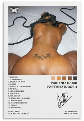 Piesa PartyNextDoor Poster PartyNextDoor 4 Albumcover-Poster für Schlafzimmer, ästhetische Leinwandkunst, Wanddekoration, 30 x 45 cm, Unframe-style-4