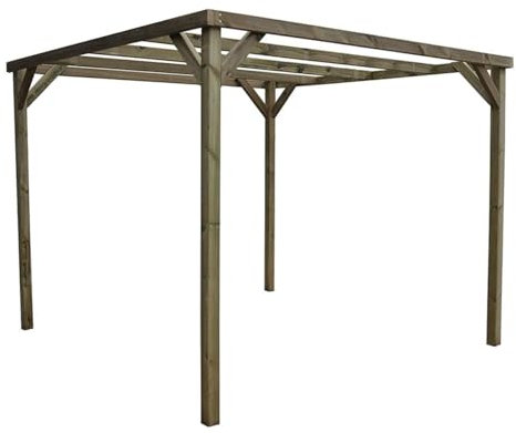 Pergola autoportante en bois gamme Kora de Vidapotager : élégance naturelle pour votre espace extérieur (bois de pin, 300 x 300 x 240 cm)
