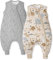 Unnivoll Baby Schlafsack mit Füßen 1,5 Tog 2er Pack Schlafsack Baby Baumwolle Ganzjahre Schlafsack mit Beinen Babyschlafsack Weich 80 cm für Jungen Mädchen Zebra