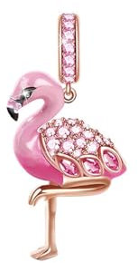 Femme Charms Flamants roses Coccinelle rouge Argent Sterling 925 Pendentif avec Zircon Cubique pour Bracelet