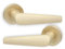 Infinity Decor Coppia di eleganti maniglie a leva su rosetta in ottone satinato, adatte per porte interne ed esterne