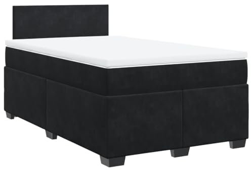 vidaXL Boxspringbett, Polsterbett Bett mit LED Matratze Kopfteil, Bettgestell mit Lattenrost, Doppelbett für Schlafzimmer, Schwarz 120x200cm Samt